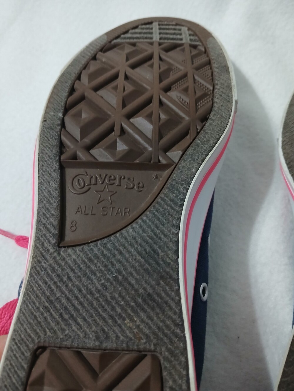 Converse  Classic Navy Canvas Low-Top Sneakers with Pink Accents Unisex W10/M8 - Picture 7 of 11